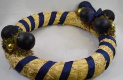 * Kerstkransen>Krans, Kerstkrans, O 40 Cm, Blauw/Zwart