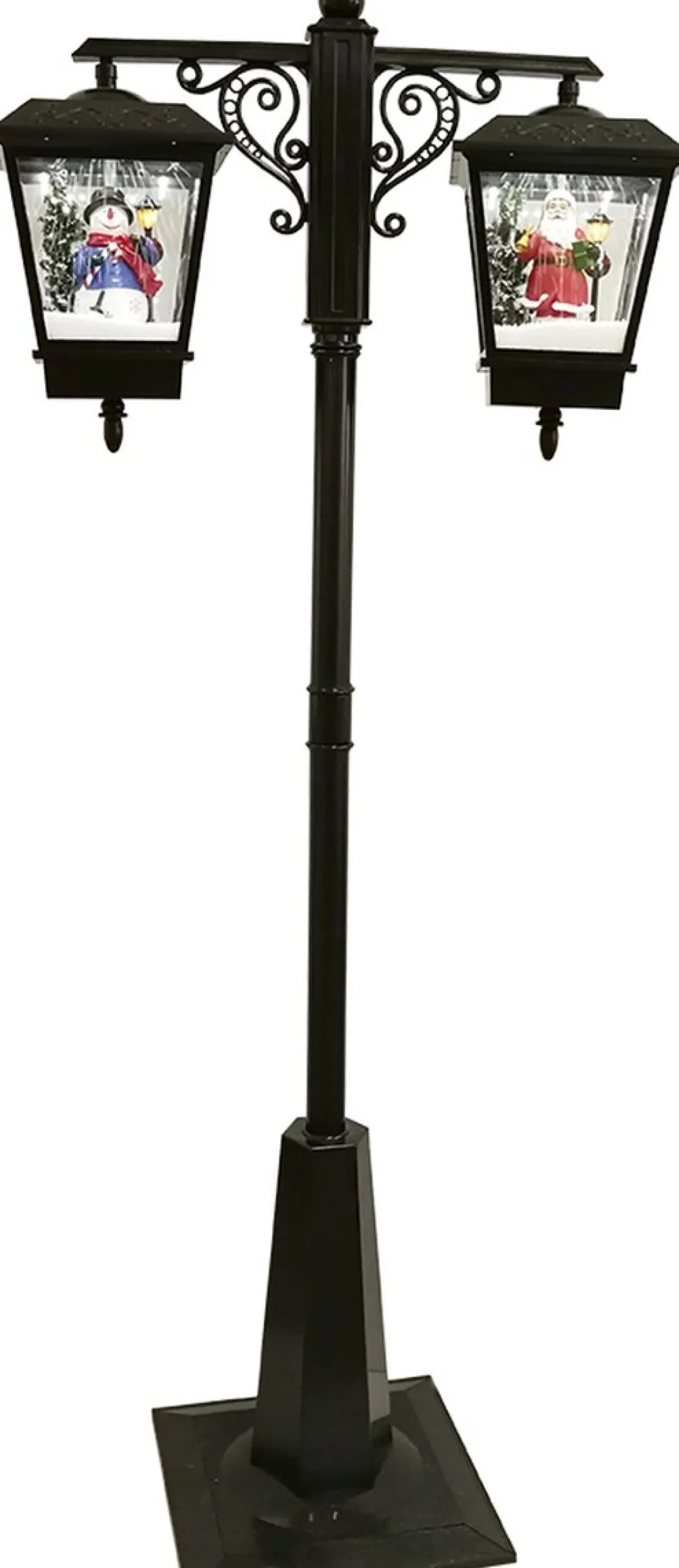 Kristmar Dubbele Musical Kerst Lantaarn Met Sneeuweffect – Kerst Lantaarnpaal Met Muziek En Lichteffecten – Grote Dubbele Lantaarn Met Kerstman En Sneeuwpop – Led - L80Xb40Xh188 Cm – 200/220V – Plastic - Zwart Online