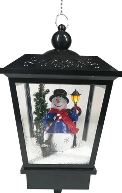 Kristmar Dubbele Musical Kerst Lantaarn Met Sneeuweffect – Kerst Lantaarnpaal Met Muziek En Lichteffecten – Grote Dubbele Lantaarn Met Kerstman En Sneeuwpop – Led - L80Xb40Xh188 Cm – 200/220V – Plastic - Zwart Online