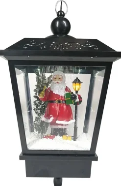 Kristmar Dubbele Musical Kerst Lantaarn Met Sneeuweffect – Kerst Lantaarnpaal Met Muziek En Lichteffecten – Grote Dubbele Lantaarn Met Kerstman En Sneeuwpop – Led - L80Xb40Xh188 Cm – 200/220V – Plastic - Zwart Online