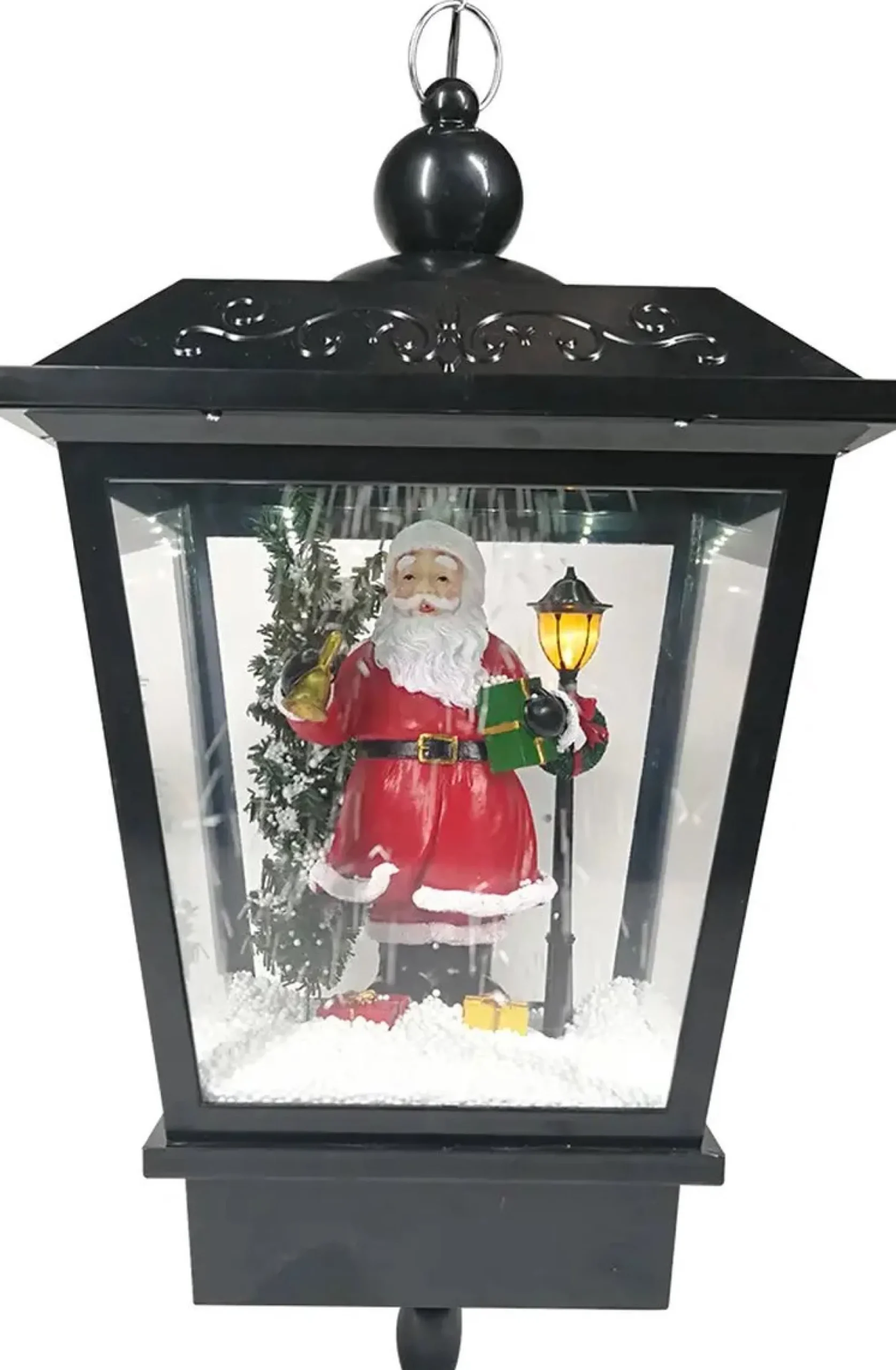 Kristmar Dubbele Musical Kerst Lantaarn Met Sneeuweffect – Kerst Lantaarnpaal Met Muziek En Lichteffecten – Grote Dubbele Lantaarn Met Kerstman En Sneeuwpop – Led - L80Xb40Xh188 Cm – 200/220V – Plastic - Zwart Online