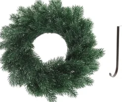 Merkloos Kerstkransen>Kunst Kerstkrans Blauwgroen 35 Cm Met Ijzeren Hanger - Kerst Decoratie Kransen Van Dennentakken