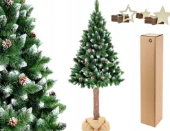 Viking Choice Kunstkerstboom 160 Cm - Met Houten Stam - Sneeuw En Dennenappels Store