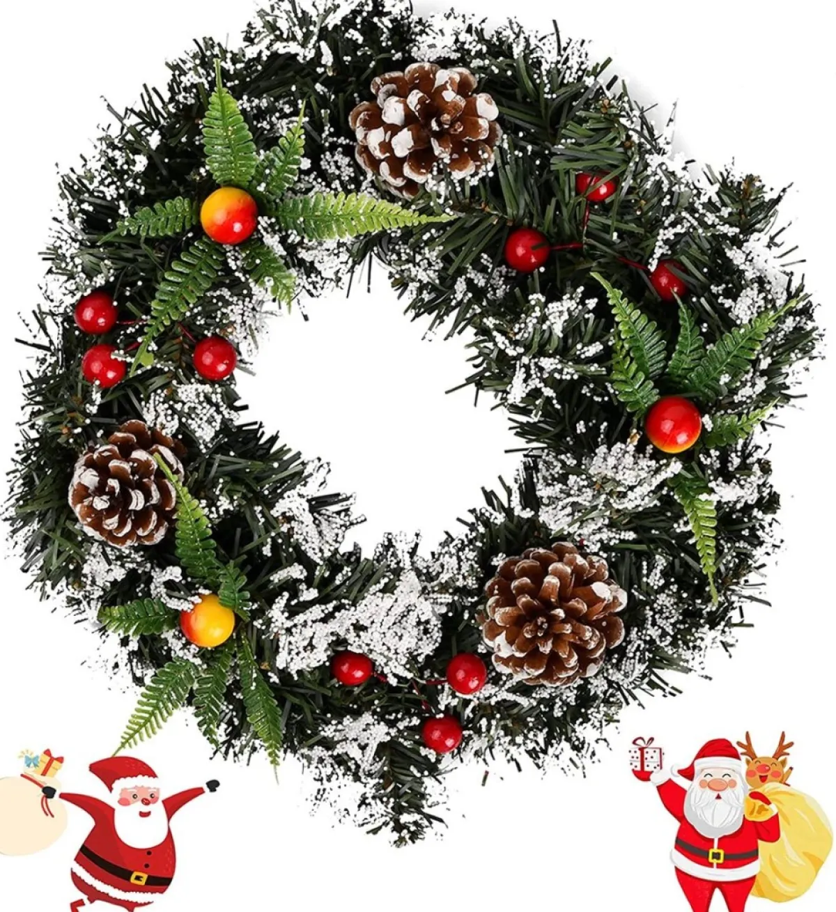 Selwo Kerstkransen>Kunstkerstkrans Voor De Voordeur, Kerstslinger, 30 Cm, Kerstkrans, Deurkrans, Bessenkrans, Kerstdecoratie Voor Deuren, Bomen, Muren En Ramen