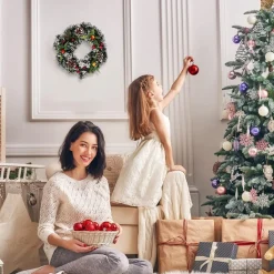 Selwo Kerstkransen>Kunstkerstkrans Voor De Voordeur, Kerstslinger, 30 Cm, Kerstkrans, Deurkrans, Bessenkrans, Kerstdecoratie Voor Deuren, Bomen, Muren En Ramen