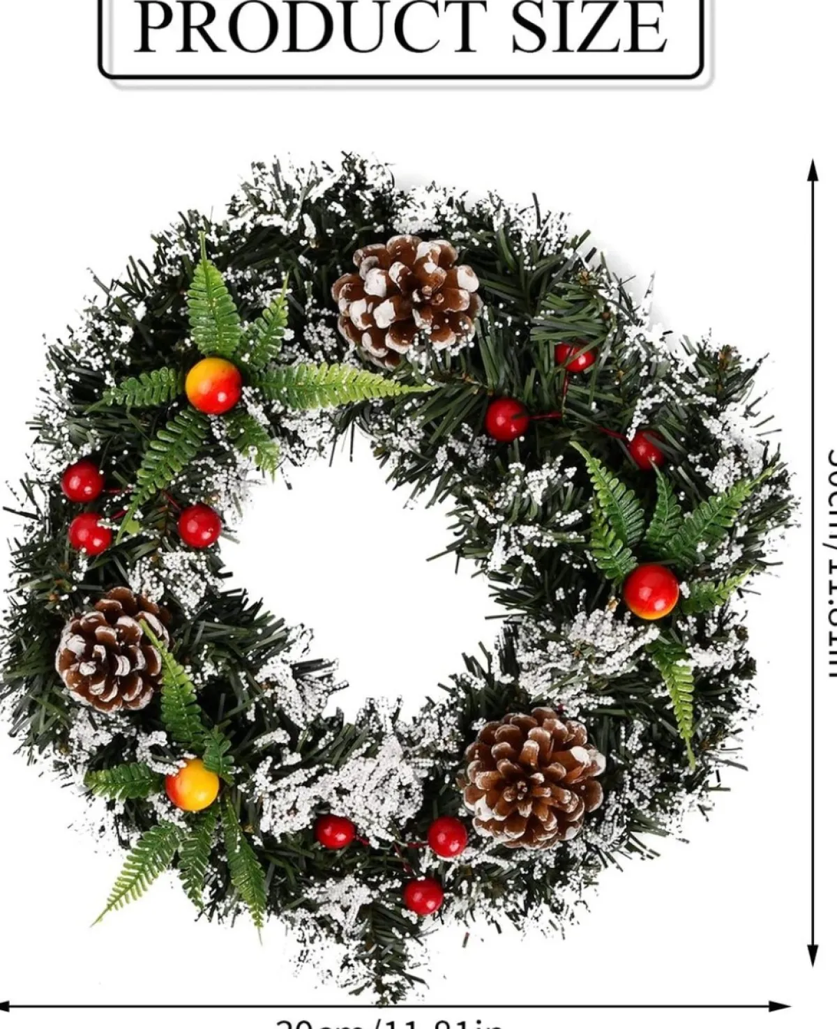 Selwo Kerstkransen>Kunstkerstkrans Voor De Voordeur, Kerstslinger, 30 Cm, Kerstkrans, Deurkrans, Bessenkrans, Kerstdecoratie Voor Deuren, Bomen, Muren En Ramen