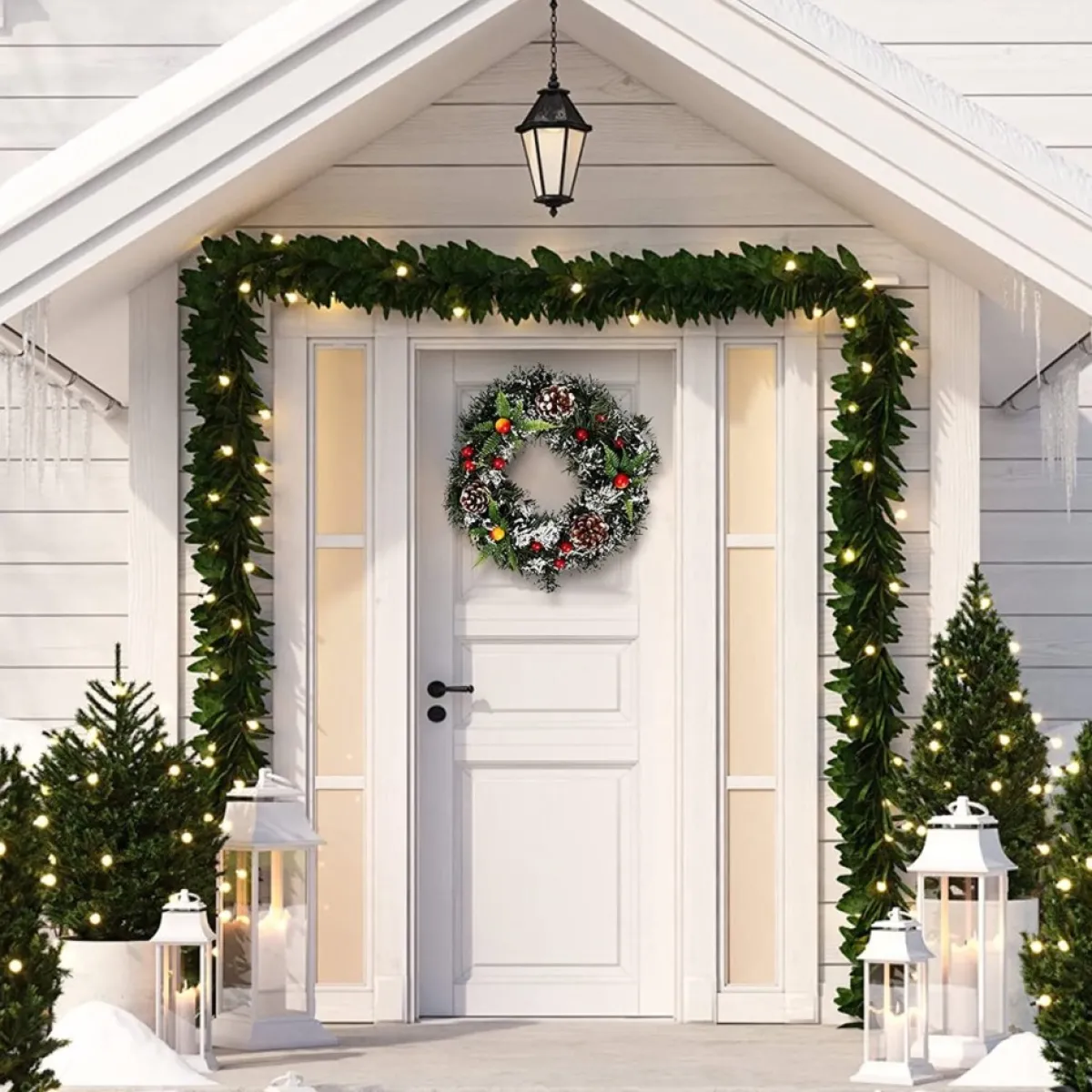 Selwo Kerstkransen>Kunstkerstkrans Voor De Voordeur, Kerstslinger, 30 Cm, Kerstkrans, Deurkrans, Bessenkrans, Kerstdecoratie Voor Deuren, Bomen, Muren En Ramen