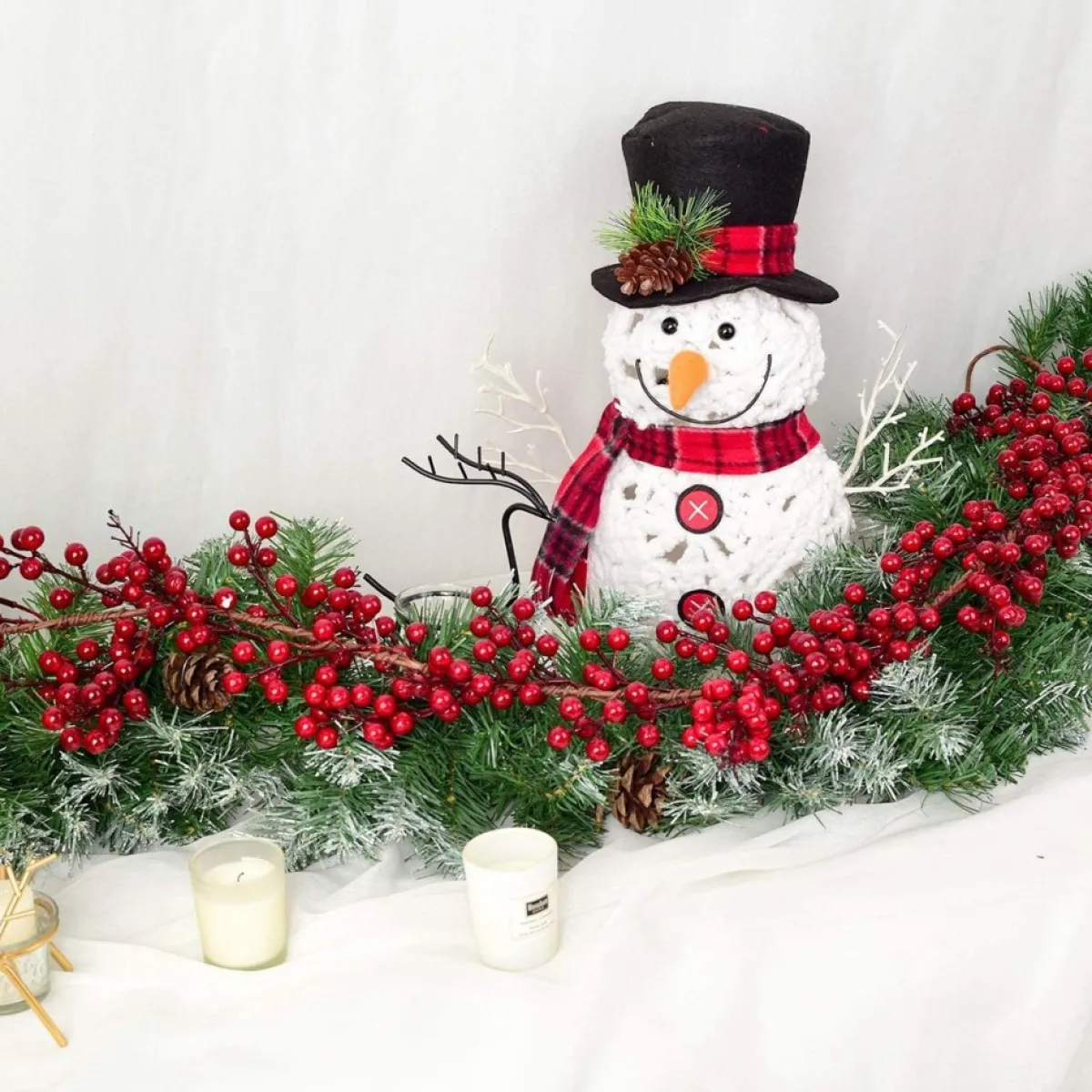 Selwo Guirlandes>Kunstmatige Rode Bessenslinger, Bessenslinger, Bourgogne Bessen Slinger Voor Kerstdecoratie