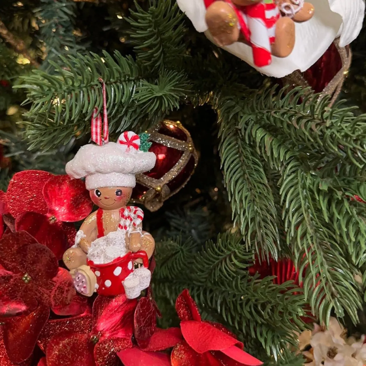 Kurt S. Adler Kerstboomversieringen> Kerstornament - Gingerbread Mannetjes Chocolademelk - Set Van 2 - Bruin Wit - 10Cm