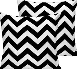 De Groen Home Kerstkussens>Kussenhoes 2 Stuks - Zwart Zigzag -Velvet- 45X45 - Fluweel Kussensloop - Aan Beide Zijden Bedrukt