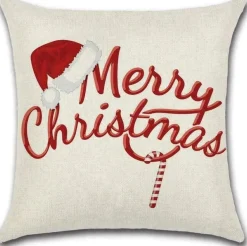 By Javy Kerstkussens>Kussenhoes Kerst - Letters Kerstmuts - Kussenhoes - Kerst - 45X45 Cm - Sierkussen - Polyester