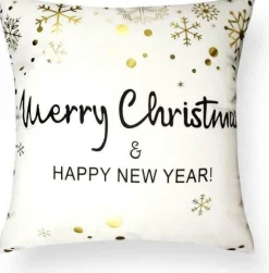 By Javy Kerstkussens>Kussenhoes Kerst - Merry Christmas Kleine Letters - Kussenhoes - Kerst - 45X45 Cm - Sierkussen - Polyester
