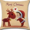 By Javy Kerstkussens>Kussenhoes Kerst - Rendier En Poppetje - Kussenhoes - Kerst - 45X45 Cm - Sierkussen - Polyester