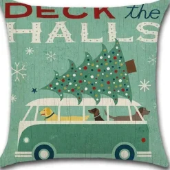 By Javy Kerstkussens>Kussenhoes Kerst - Volkswagen Familie Boom - Kussenhoes - Kerst - 45X45 Cm - Sierkussen - Polyester