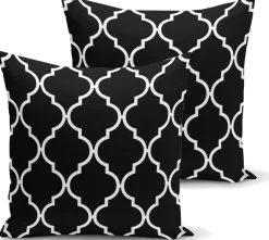 De Groen Home Kerstkussens>Kussenhoesjes X2- Velvet - Wit Ogea Patroon- 45X45 - Kussensloop - Fluweel -Aan Beide Zijden Bedrukt