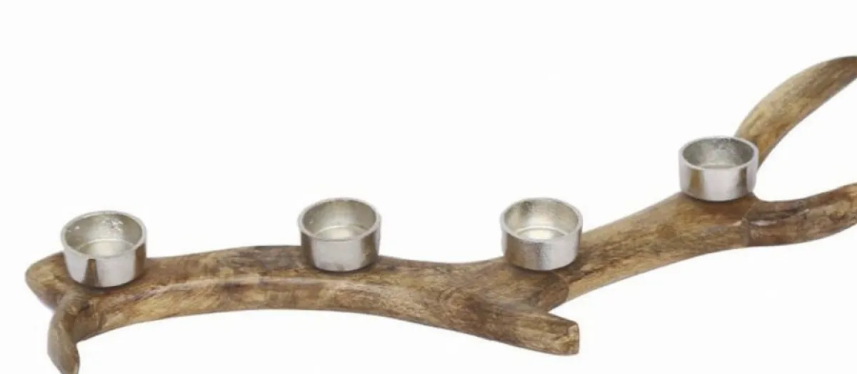 Naturn Christmas Kerststukjes>Landelijke Kaarsen Houder Rendier Gewei Kerstversiering Van | 55 Cm | Kerstverlichting | Houten Waxinelichtjes Houder | Kerstdecoratie Voor Binnen | Duurzame Kerst Versiering | Bruin