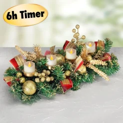 Merkloos Kerstkransen>Led Adventsbloemstuk Met Timer
