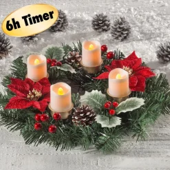 Merkloos Kerststukjes>Led Adventskrans Met Timer