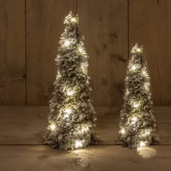 Anna's Collection Led Kegel Kerstbomen - 2X Stuks - Besneeuwd - 40 En 60 Cm - Kerstverlichting Best