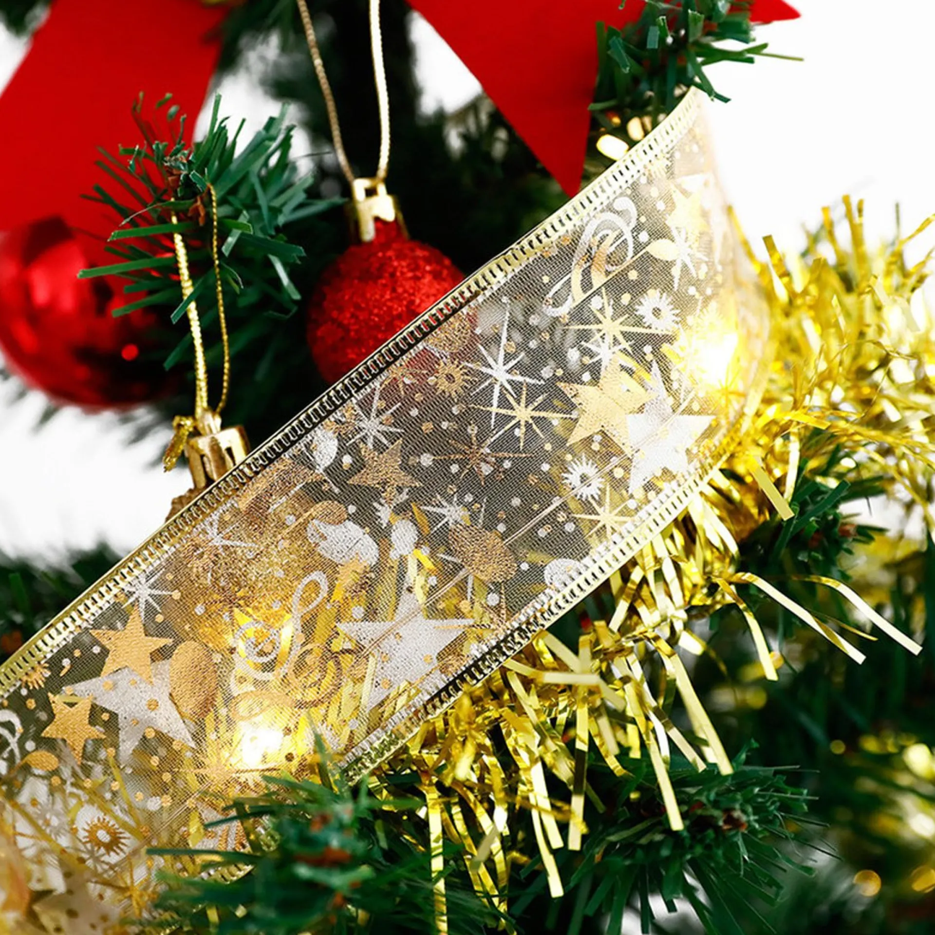 Merkloos Led Kerstboom Licht Lint- 5 Meter 50 Led Lichtjes-Werkt Op Batterij-Kerstdecoratie-Warm Wit Licht-Goud Clearance