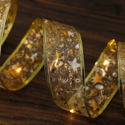 Merkloos Led Kerstboom Licht Lint- 5 Meter 50 Led Lichtjes-Werkt Op Batterij-Kerstdecoratie-Warm Wit Licht-Goud Clearance