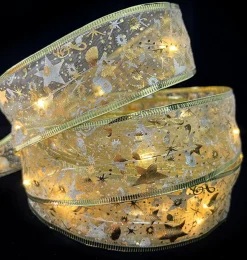 Merkloos Led Kerstboom Licht Lint- 5 Meter 50 Led Lichtjes-Werkt Op Batterij-Kerstdecoratie-Warm Wit Licht-Goud Clearance