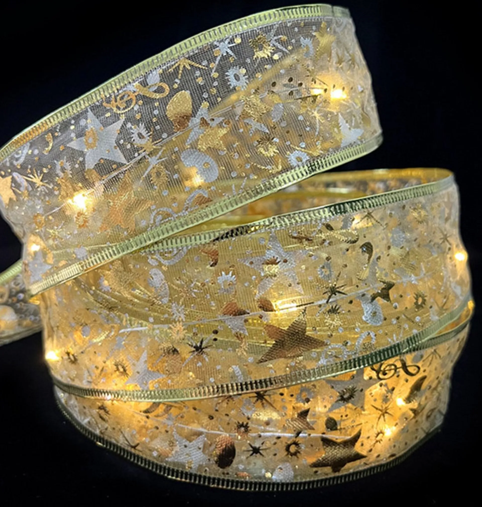 Merkloos Led Kerstboom Licht Lint- 5 Meter 50 Led Lichtjes-Werkt Op Batterij-Kerstdecoratie-Warm Wit Licht-Goud Clearance