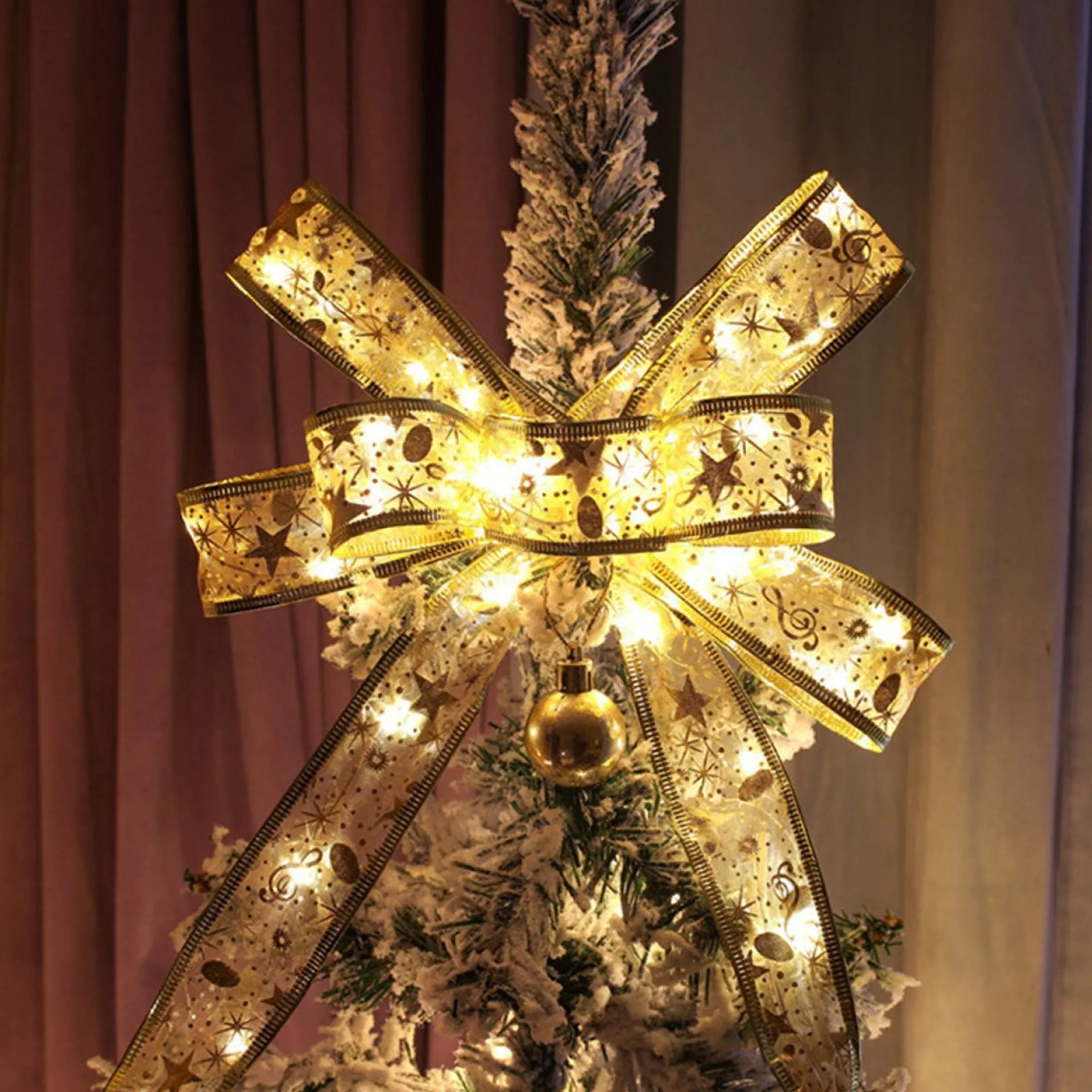 Merkloos Led Kerstboom Licht Lint- 5 Meter 50 Led Lichtjes-Werkt Op Batterij-Kerstdecoratie-Warm Wit Licht-Goud Clearance