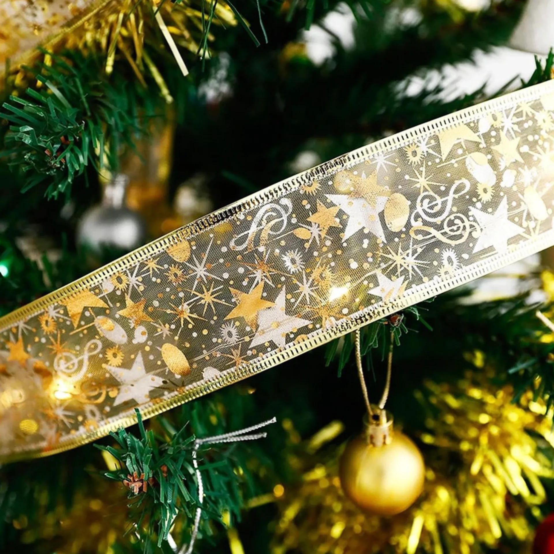 Merkloos Led Kerstboom Licht Lint- 5 Meter 50 Led Lichtjes-Werkt Op Batterij-Kerstdecoratie-Warm Wit Licht-Goud Clearance