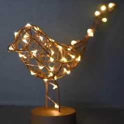 LsL Led Lampje -Roodborstje Op Voetje - Vogel - 20 Lichtjes - Koperbruin - H 20 Cm Sale