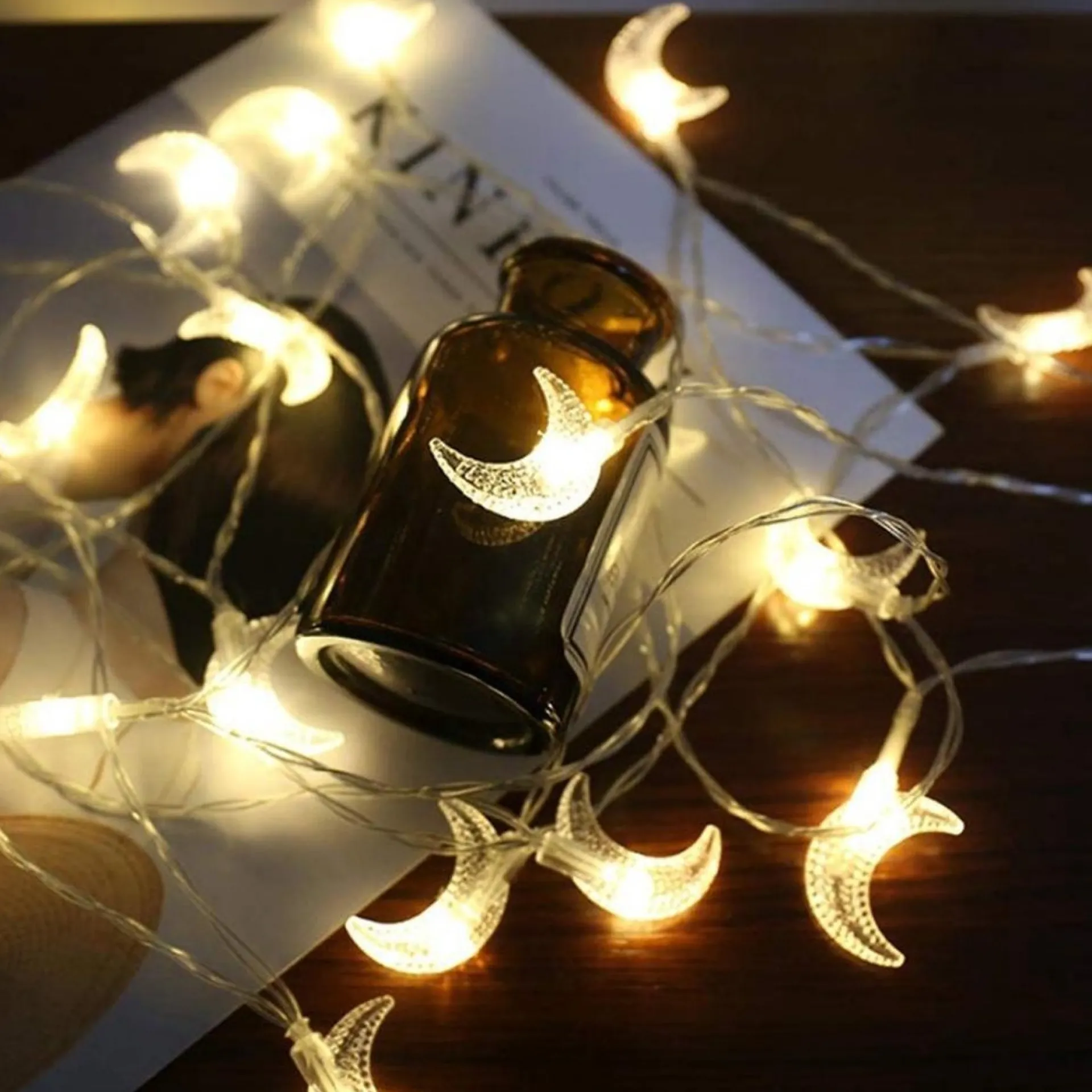 Brill-ligfut Led Lampjes Slinger - Maantjes - 3 Meter - 20 Lichtjes - Werkt Op Batterijen - Knipperfunctie - Slaapkamer - Kerstverlichting Cheap