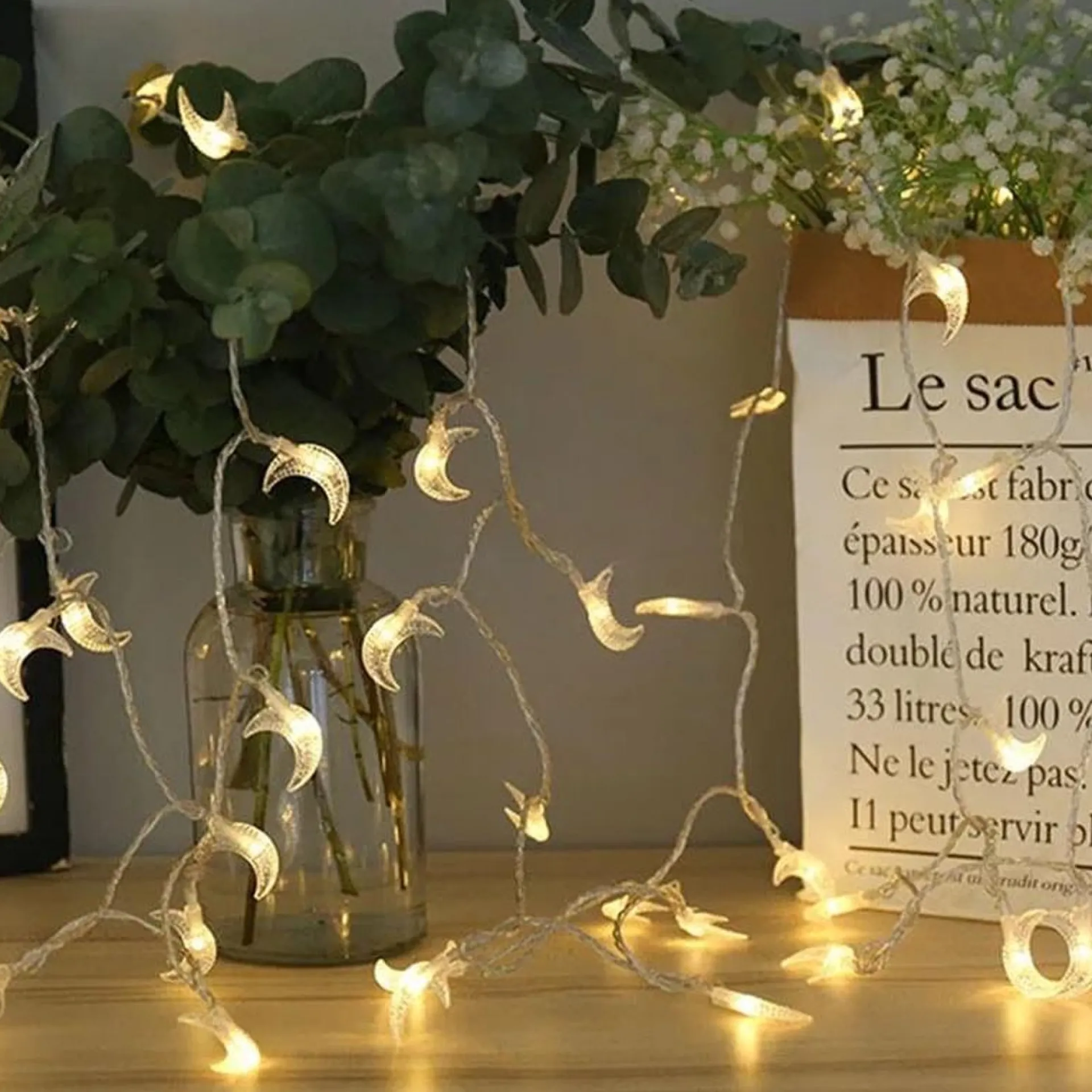 Brill-ligfut Led Lampjes Slinger - Maantjes - 3 Meter - 20 Lichtjes - Werkt Op Batterijen - Knipperfunctie - Slaapkamer - Kerstverlichting Cheap