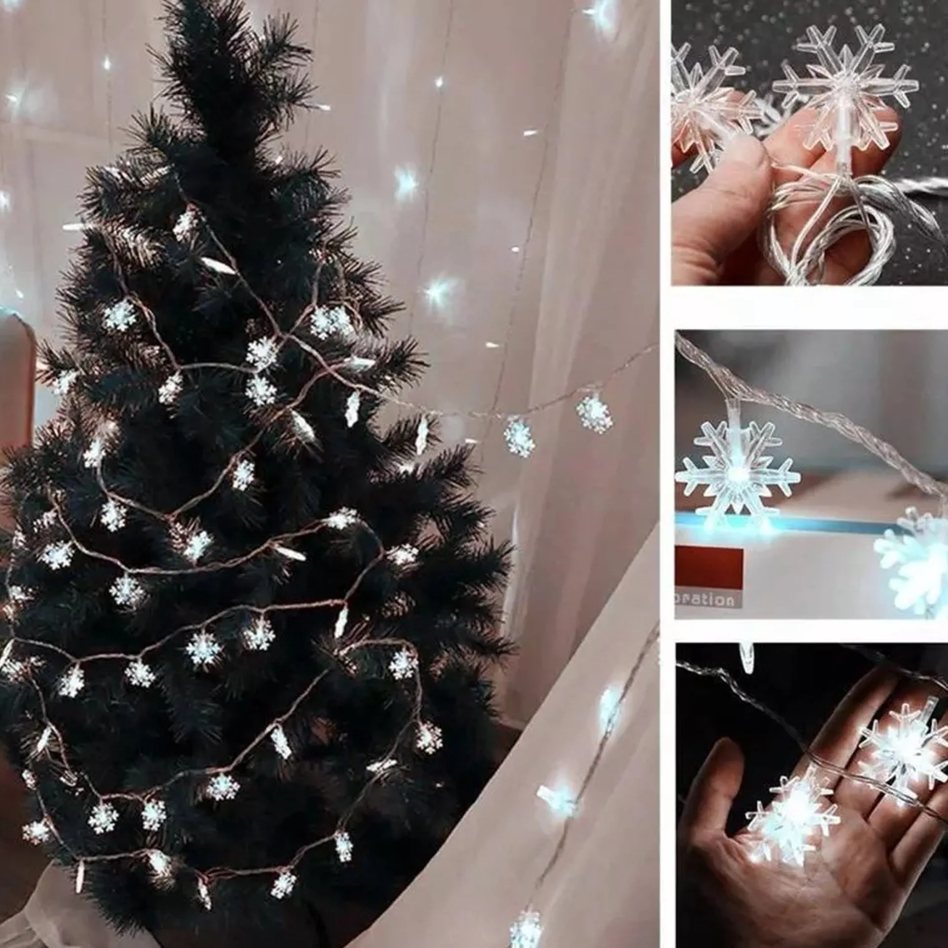 Brill-ligfut Led Lampjes Slinger - Sneeuwvlokken - 6 Meter - 40 Lichtjes - Wit Licht - Kerst - Winter - Lichtsnoer Op Batterij Cheap