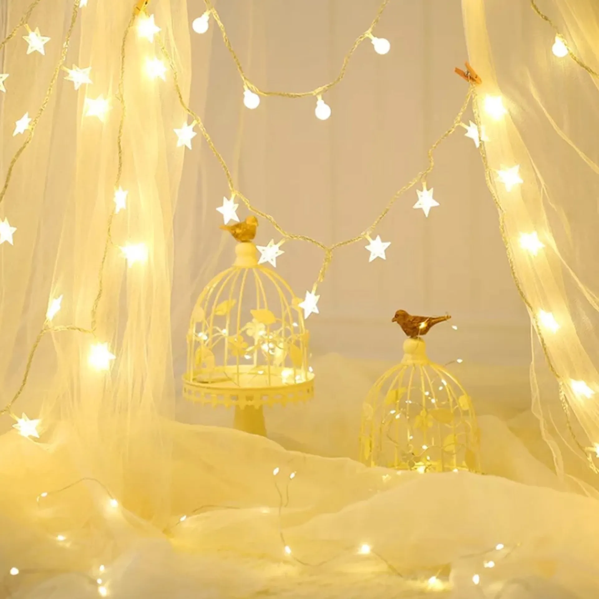 Brill-ligfut Led Lampjes Slinger - Sterretjes - 4,5 Meter - 30 Lichtjes - Warm White - Batterij - Slaapkamer - Lichtsnoer Clearance