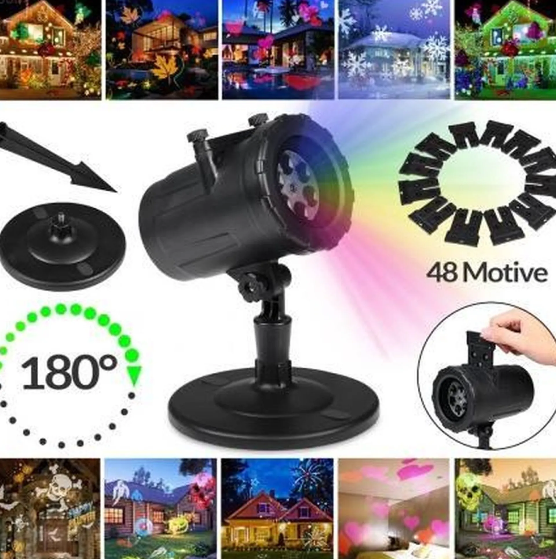 Merkloos Led Laser Licht Projector | 72 Motieven | Kerst Verlichting | Verschillende Thema's | Voor Buiten & Binnen | Shop