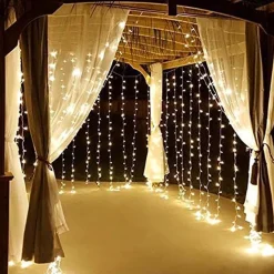 TULITE® Led Lichtgordijn Sfeerverlichting - Kerstverlichting - Usb - Incl. Afstandsbediening - 3X3 Meter - Warm Wit - Sfeerverlichting Voor Binnen En Buiten - 300 Leds Outlet