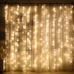 TULITE® Led Lichtgordijn Sfeerverlichting - Kerstverlichting - Usb - Incl. Afstandsbediening - 3X3 Meter - Warm Wit - Sfeerverlichting Voor Binnen En Buiten - 300 Leds Outlet