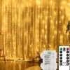 ‘Merkloos’’ Led Lichtgordijn Sfeerverlichting - Incl. Batterijen, Afstandsbediening En Spijkertjes - 3X3 Meter - Warm Wit - Sfeerverlichting Voor Binnen En Buiten - 300 Leds Cheap