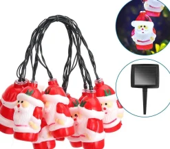 Qualu Led Lichtsnoer Met Zonne-Energie - Dag En Nacht Sensor - Igia Stiac - Kerstman - 10W - Warm Wit 3000K - 3.8 Meter - 10 Led's Transparant - Waterdicht Ip44 - Zwart Flash Sale