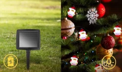 Qualu Led Lichtsnoer Met Zonne-Energie - Dag En Nacht Sensor - Igia Stiac - Kerstman - 10W - Warm Wit 3000K - 3.8 Meter - 10 Led's Transparant - Waterdicht Ip44 - Zwart Flash Sale