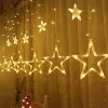 Merkloos Led Sterrengordijn - Kerstverlichting Raam - Lichtgordijn Kerst - Sterverlichting - Kerstverlichting Binnen - Kerstdecoratie - Sfeerverlichting - Licht Sterren - Warm Wit - Met Timer Shop