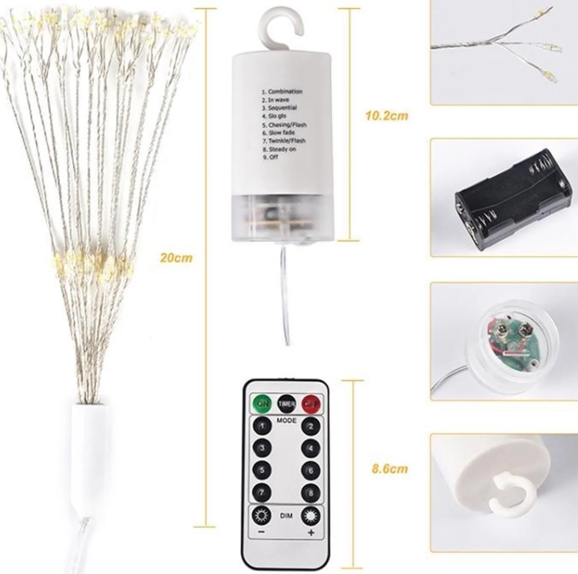 Telestore Led Verlichting Op Batterij - Lampjes - Fireworks Led Lights - Sfeerverlichting - Feestverlichting Vuurwerkverlichting Op Battterij - 30 Cm - Met Afstandbediening Fashion