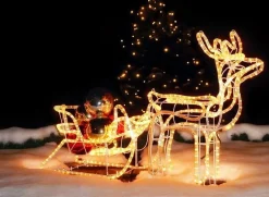 Kerstspullen.com Ledmaxx Lichtslang Led-Rendier Met Slee - 140 X 23 X 65 Cm - Voor Binnen En Buiten New