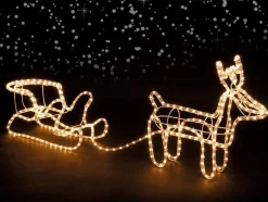 Kerstspullen.com Ledmaxx Lichtslang Led-Rendier Met Slee - 140 X 23 X 65 Cm - Voor Binnen En Buiten New