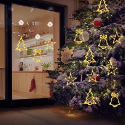 Selwo Led-Sterren, Kerstverlichting, 10 Leds, Voor Ramen, Werkt Op Batterijen, Met Zuignappen, Timer, Warmwit, Kerstster, Voor Binnen Voor Kerstdecoratie, Balkon, Feest, Bruiloft (2 Stuks) Discount