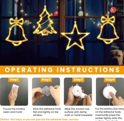 Selwo Led-Sterren, Kerstverlichting, 10 Leds, Voor Ramen, Werkt Op Batterijen, Met Zuignappen, Timer, Warmwit, Kerstster, Voor Binnen Voor Kerstdecoratie, Balkon, Feest, Bruiloft (2 Stuks) Discount