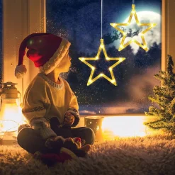 Selwo Led-Sterren, Kerstverlichting, 10 Leds, Voor Ramen, Werkt Op Batterijen, Met Zuignappen, Timer, Warmwit, Kerstster, Voor Binnen Voor Kerstdecoratie, Balkon, Feest, Bruiloft (2 Stuks) Discount