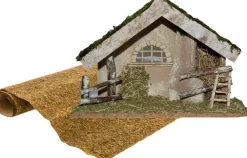 Merkloos Kerststallen>Lege Houten Kerststal Met Ondergrond 42 Cm - Kerststalletjes