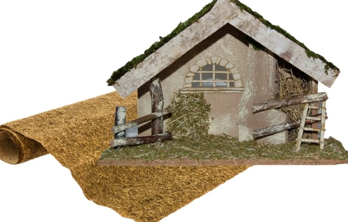 Merkloos Kerststallen>Lege Houten Kerststal Met Ondergrond 42 Cm - Kerststalletjes