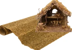 Merkloos Kerststallen>Lege Houten Kerststal Met Ondergrond 30 Cm - Kerststalletjes